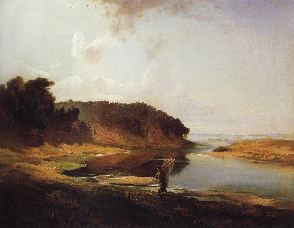 Landscape with a River and an Angler (1859).