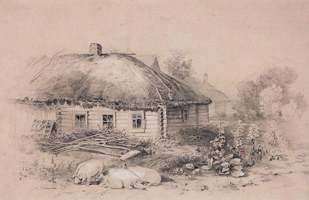 Landscape with hut (1860).