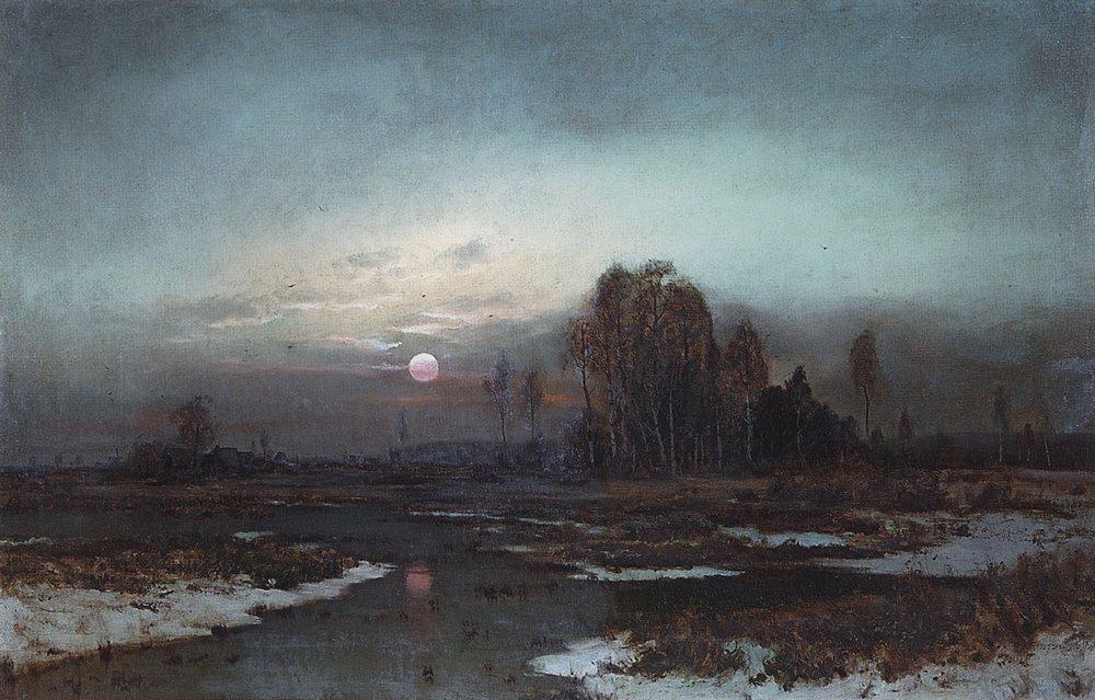 Autumn Landscape with a swampy river in the moonlight (1871).