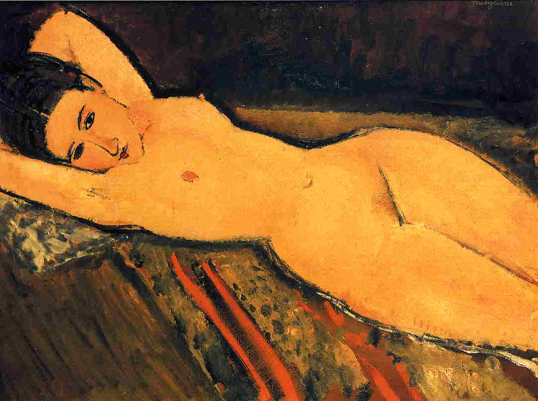 Reclining nude with Arms Folded under Her Head (1916).