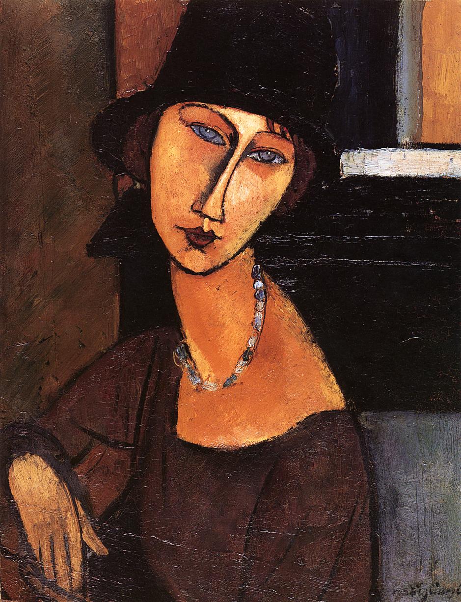 Jeanne Hebuterne with Hat and Necklace (1917).