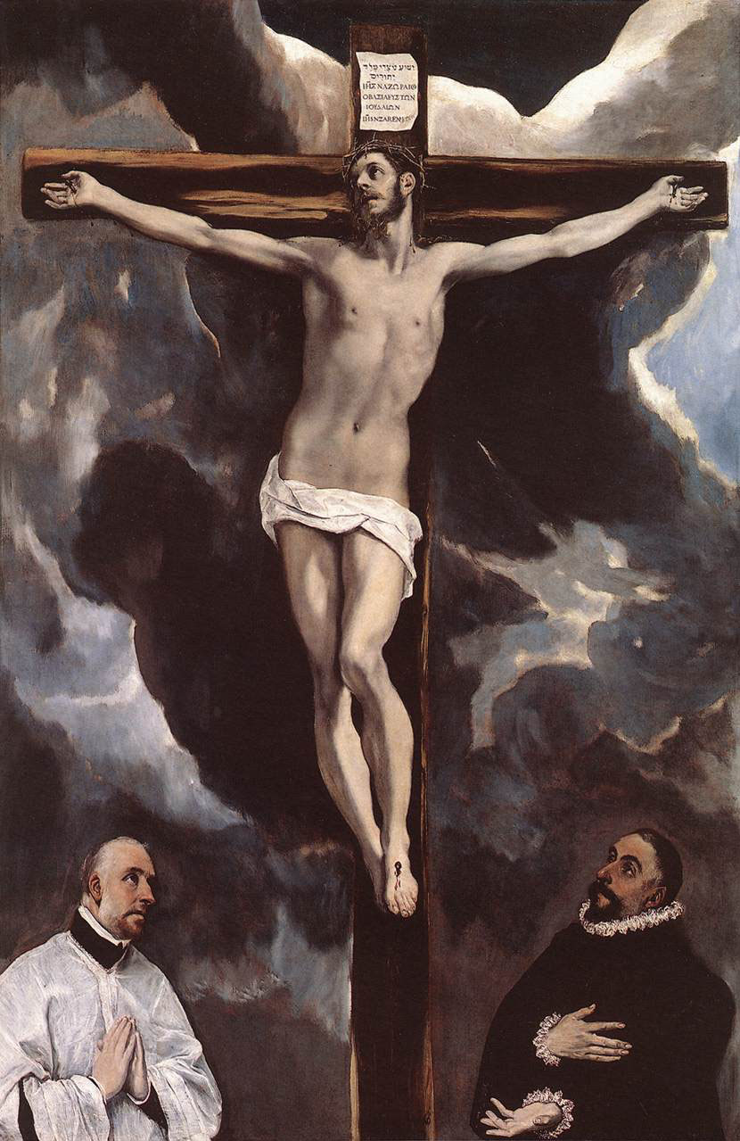 Christ on the cross adored by two donors (1590).
