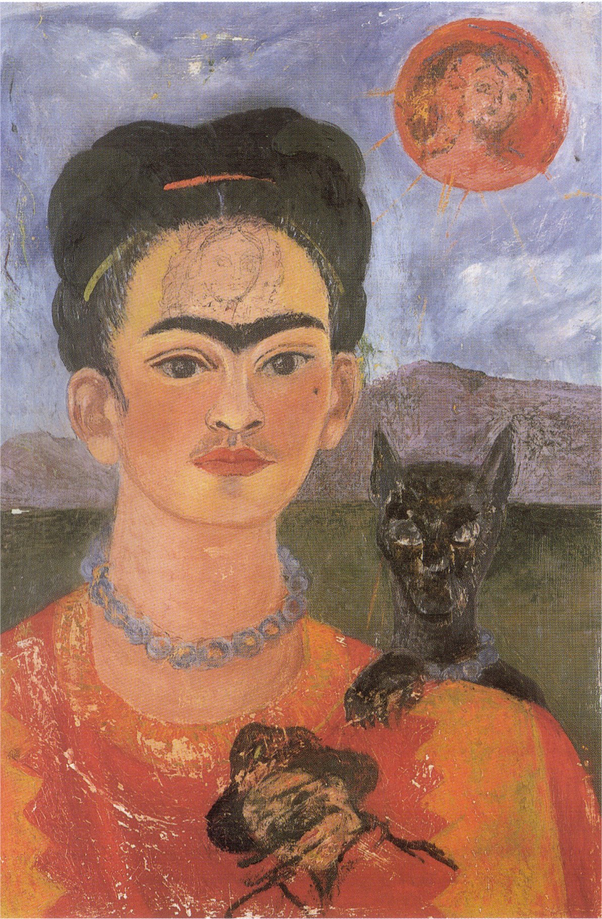 Self Portrait with a Portrait of Diego on the Breast and Maria Between the Eyebrows (1954).