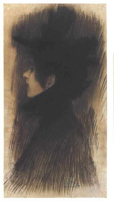 Girl with hat and cape in profile (1898).