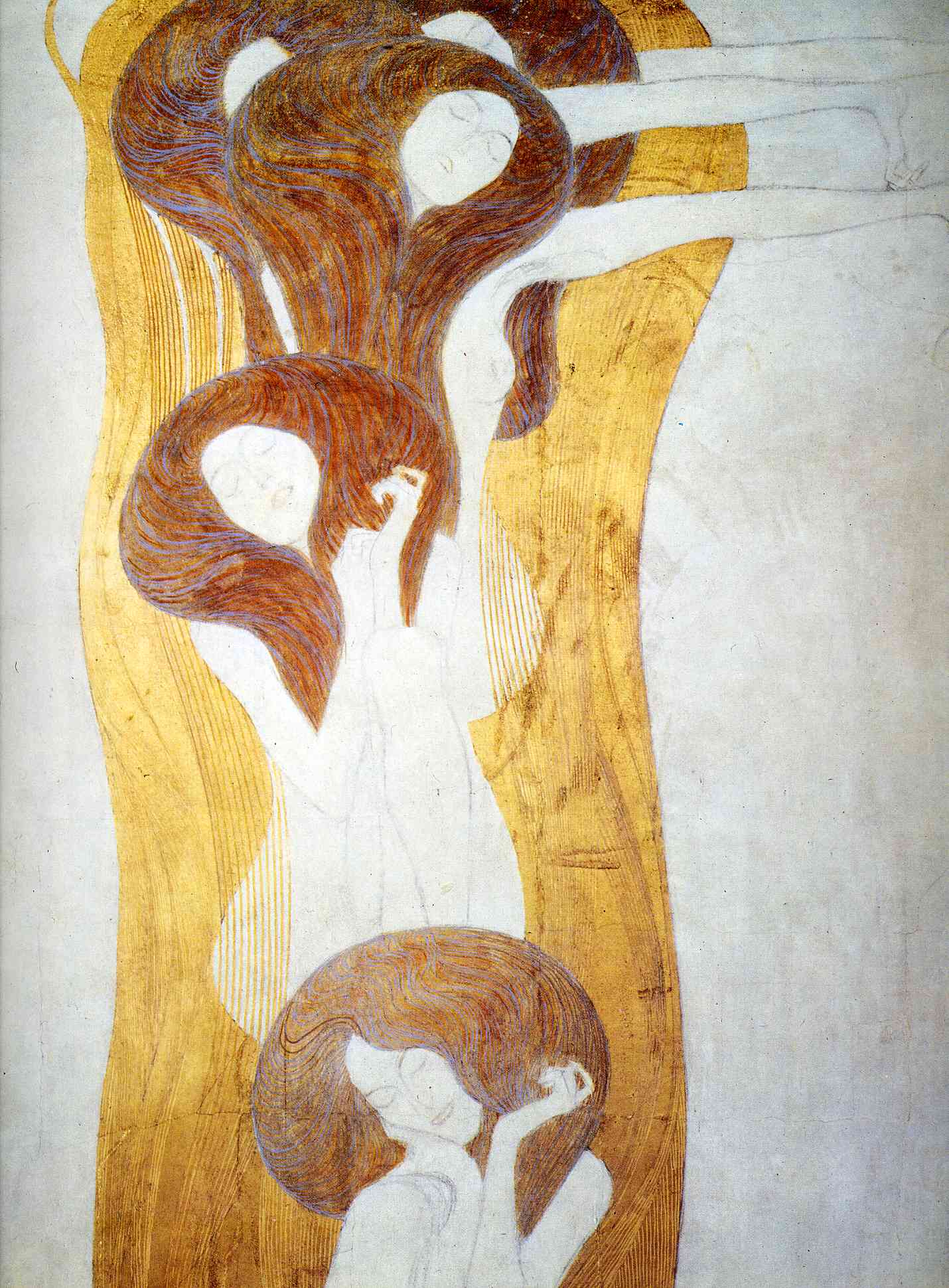 The Beethoven Frieze: The Longing for Happiness Finds Repose in Poetry. Right wall, detail (1902).