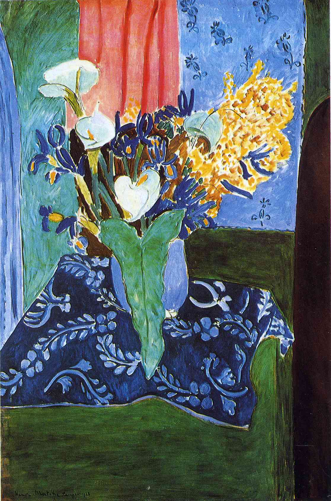 Calla Lilies, Irises and Mimosas (1913).