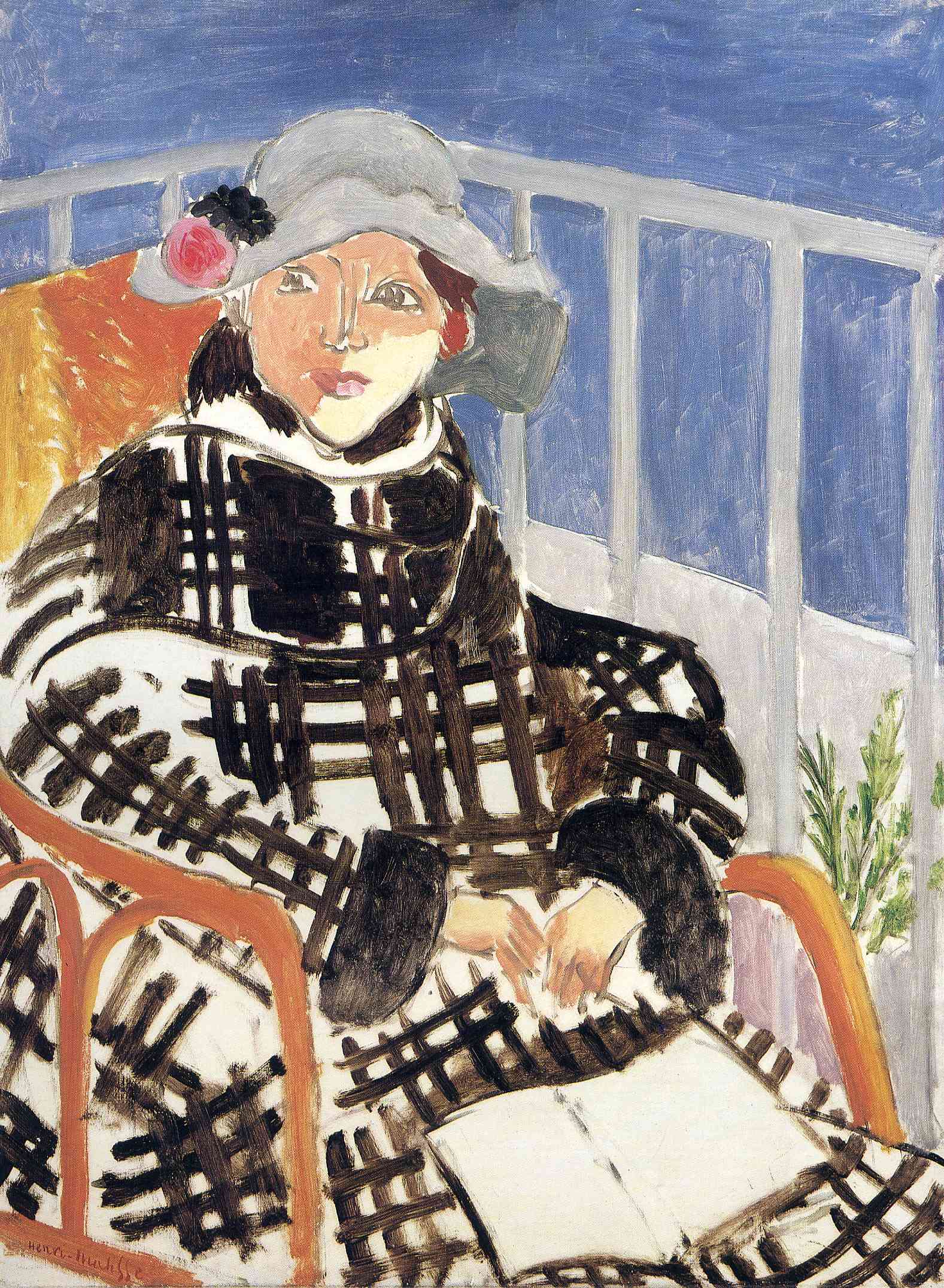 Mlle Matisse in a Scotch Plaid Coat (1918).