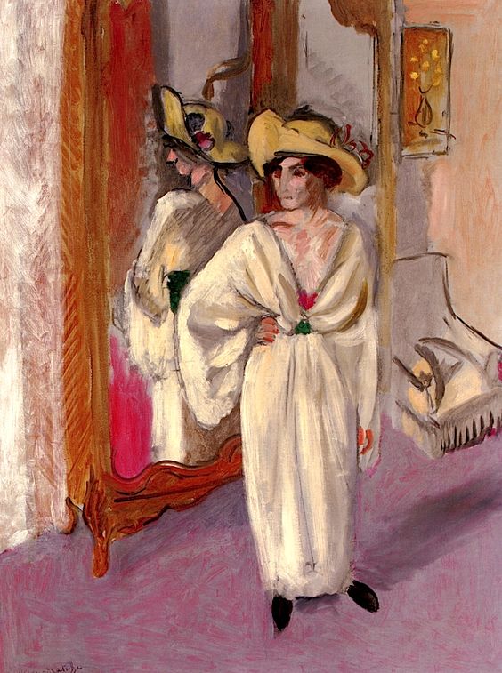 Woman in White in Front of a Mirror (1918).
