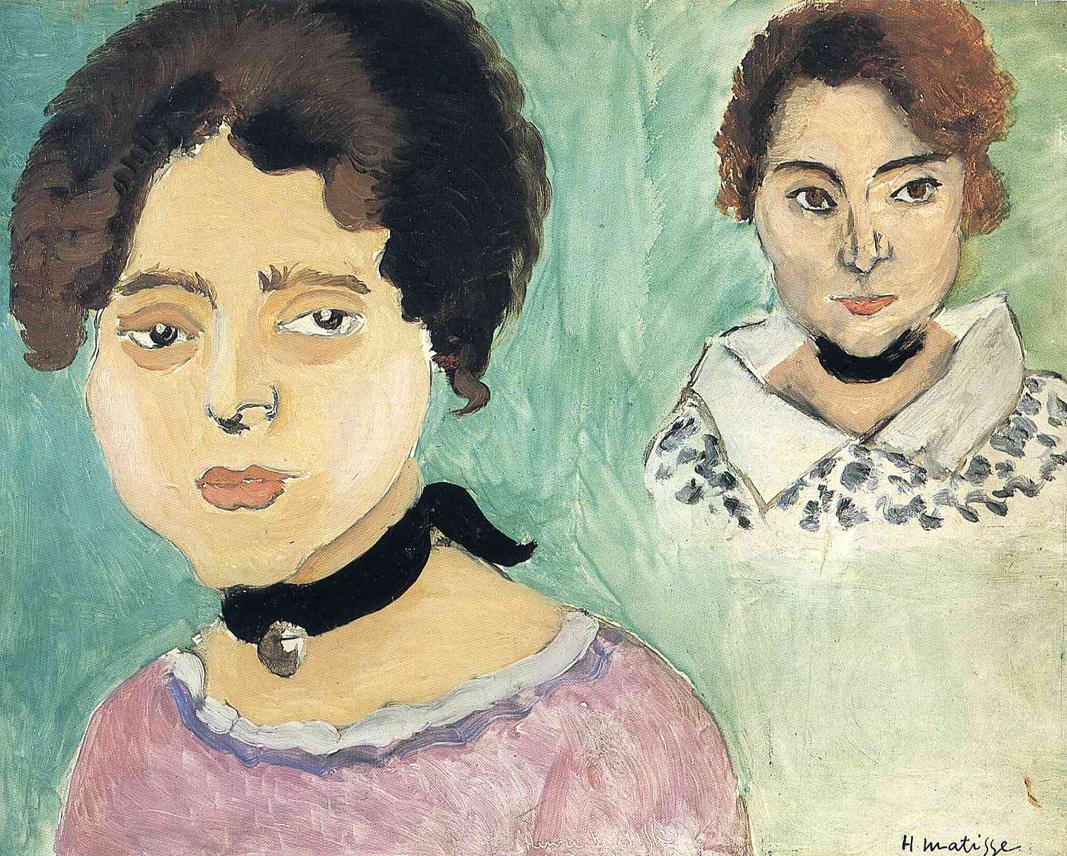 Double Portrait of Marguerite on Green Background (1919).