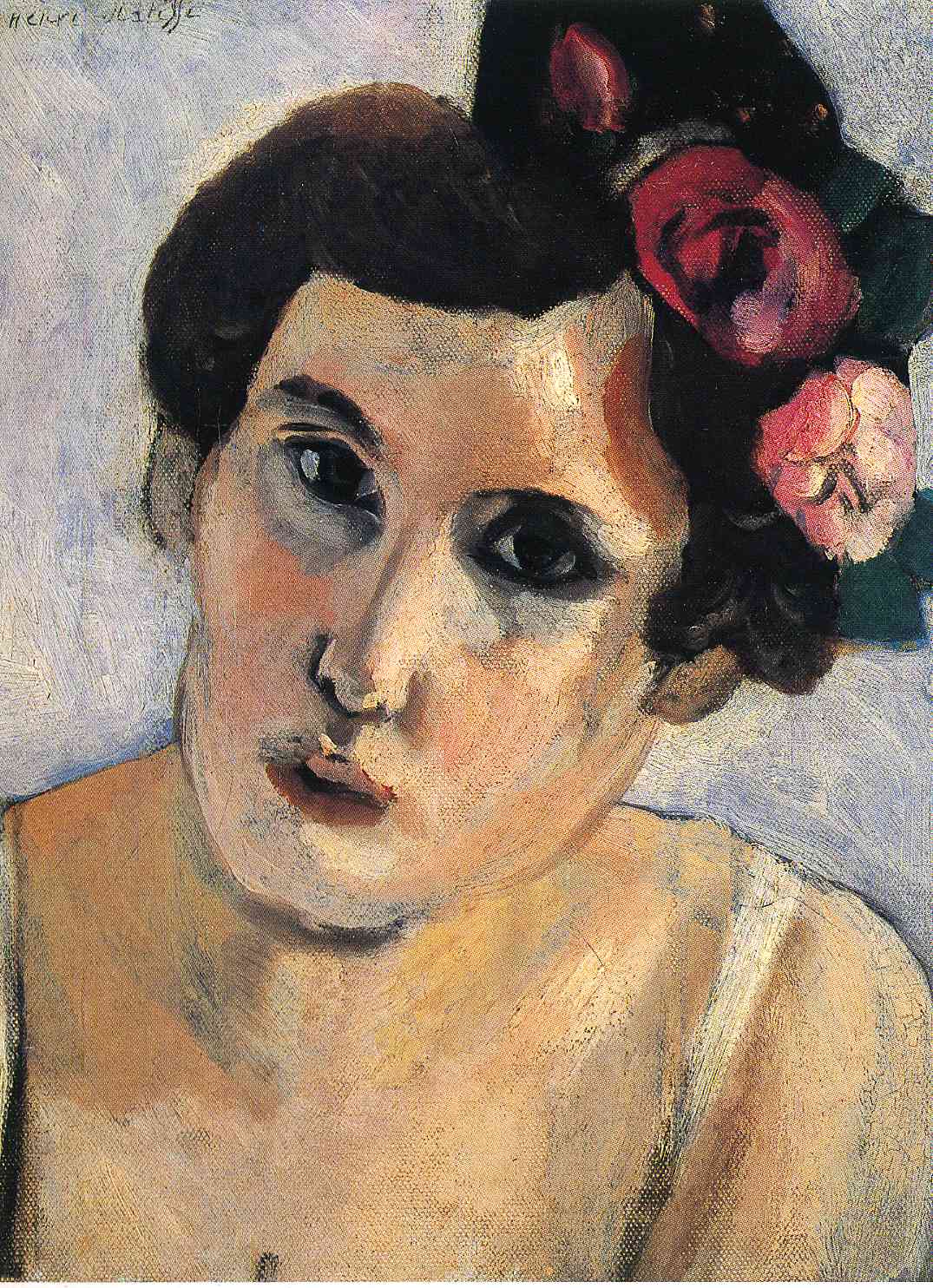 Woman's Head, Flowers in Her Hair (1919).