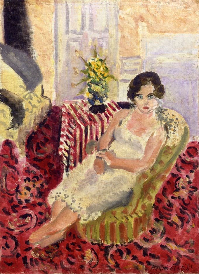 Seated Figure, Striped Carpet (1920).