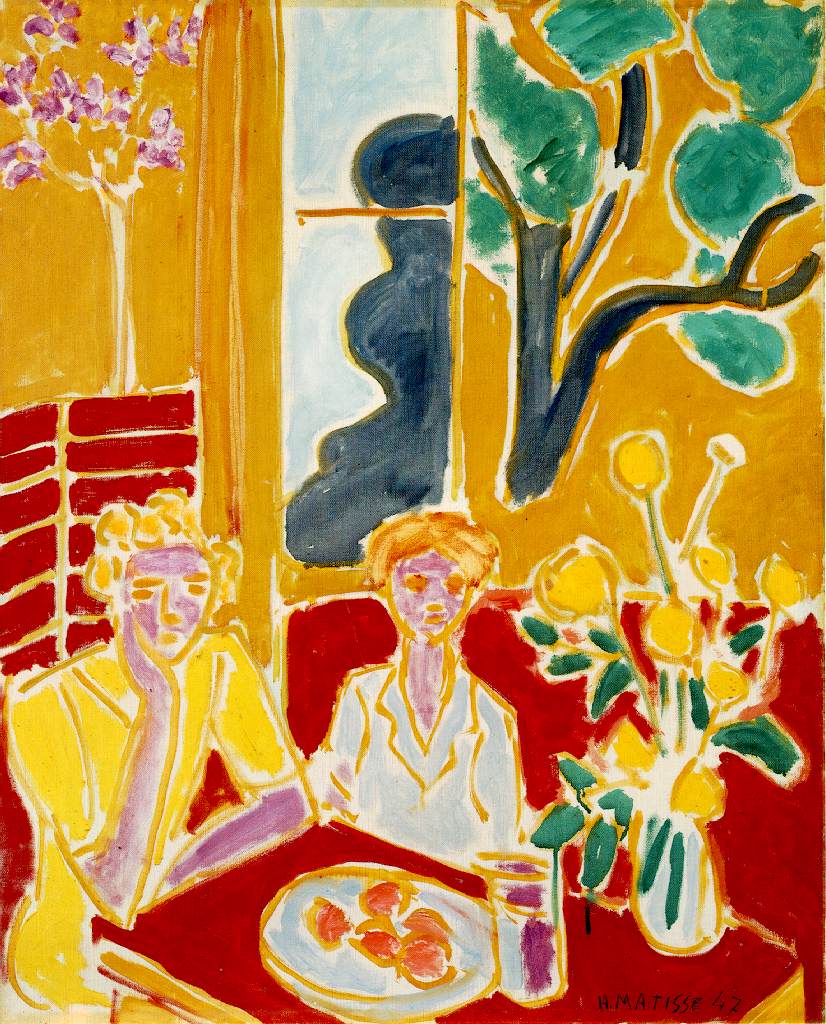 Two Girls in a Yellow and Red Interior (1947).