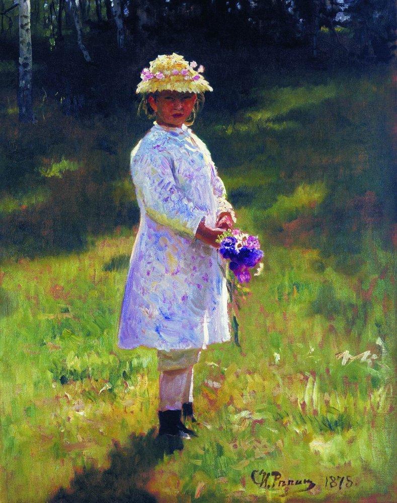 Girl with Flowers. Daughter of the Artist. (1878).