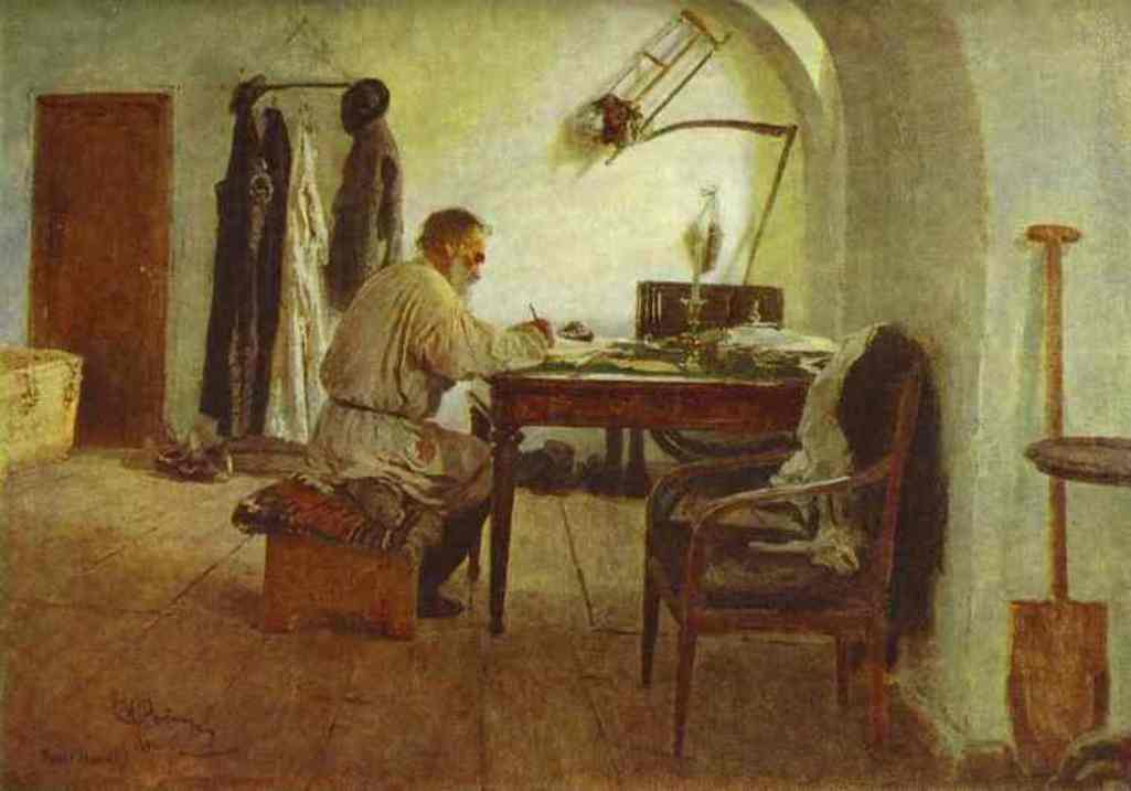 Leo Tolstoy in His Study (1891).