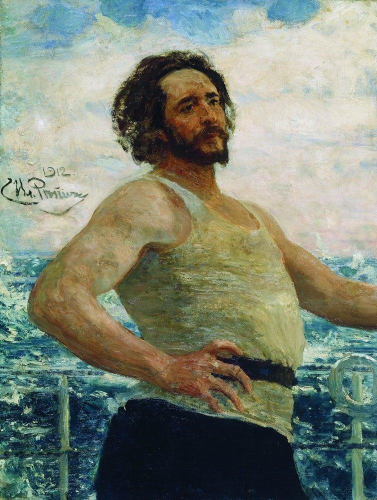 Portrait of writer Leonid Nikolayevich Andreyev on a yacht (1912).