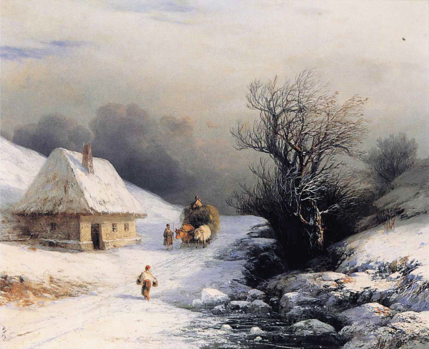 Little Russian Ox Cart in Winter (1866).