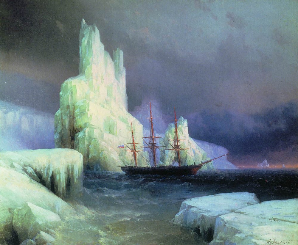 Icebergs in the Atlantic (1870).