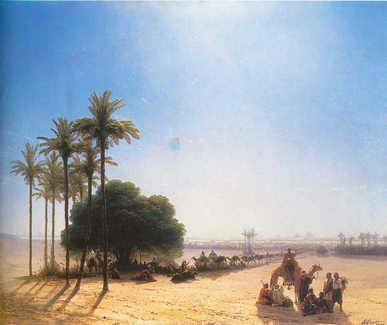 Caravan in the oasis. Egypt (1871).