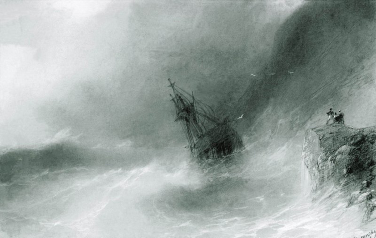 The ship thrown on the rocks (1874).