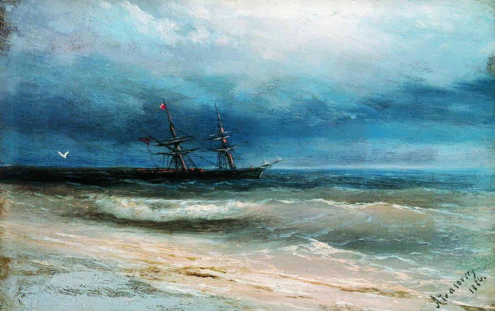 Sea with a ship (1884).