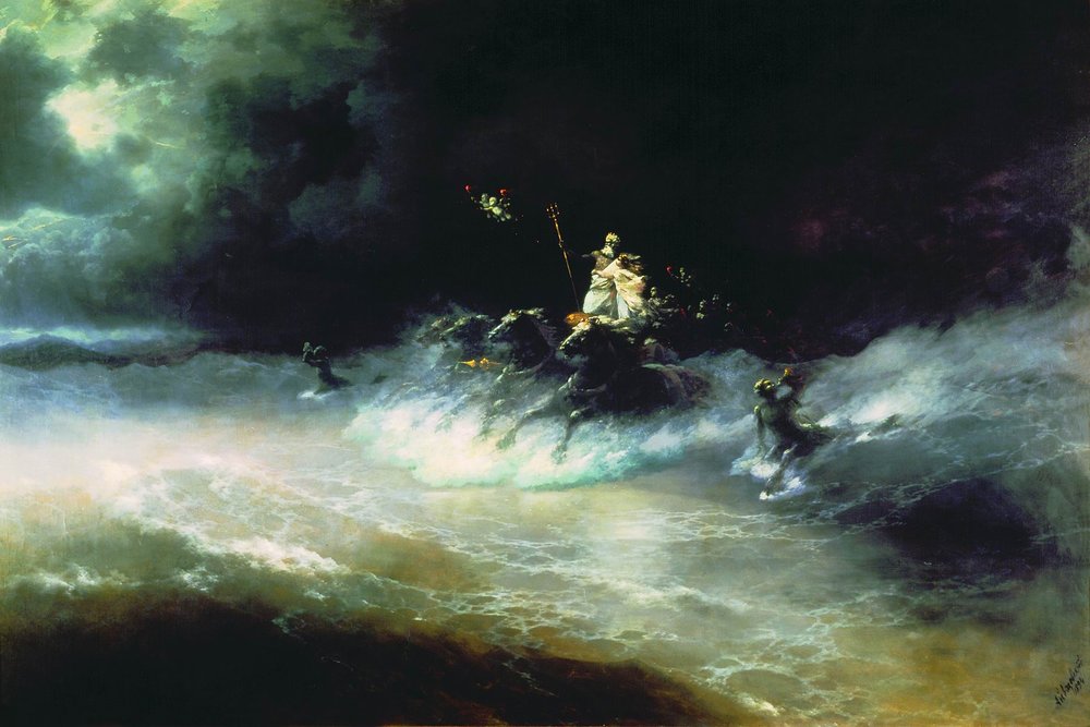 Travel of Poseidon by sea (1894).