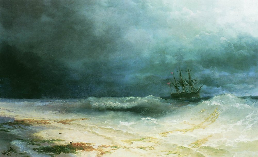 Ship in a storm (1895).