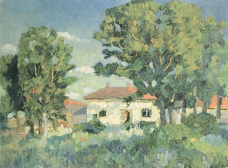 Landscape with white houses
