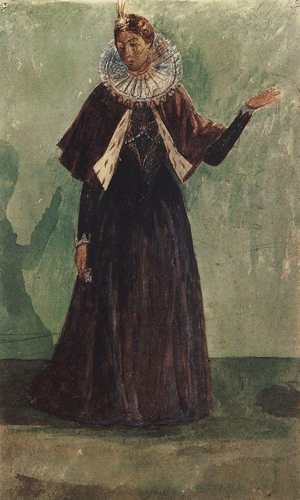 Costume Design by Marina Mnishek to the tragedy of Pushkin's Boris Godunov (1923).