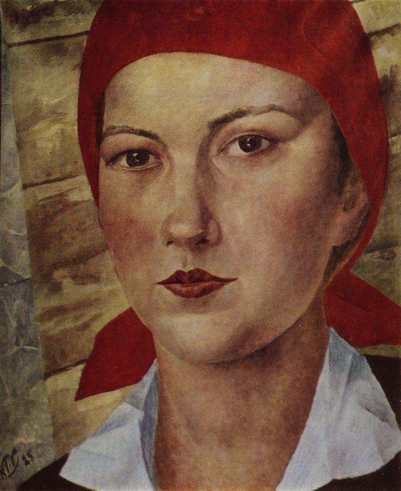 Girl in red scarf (worker) (1925).