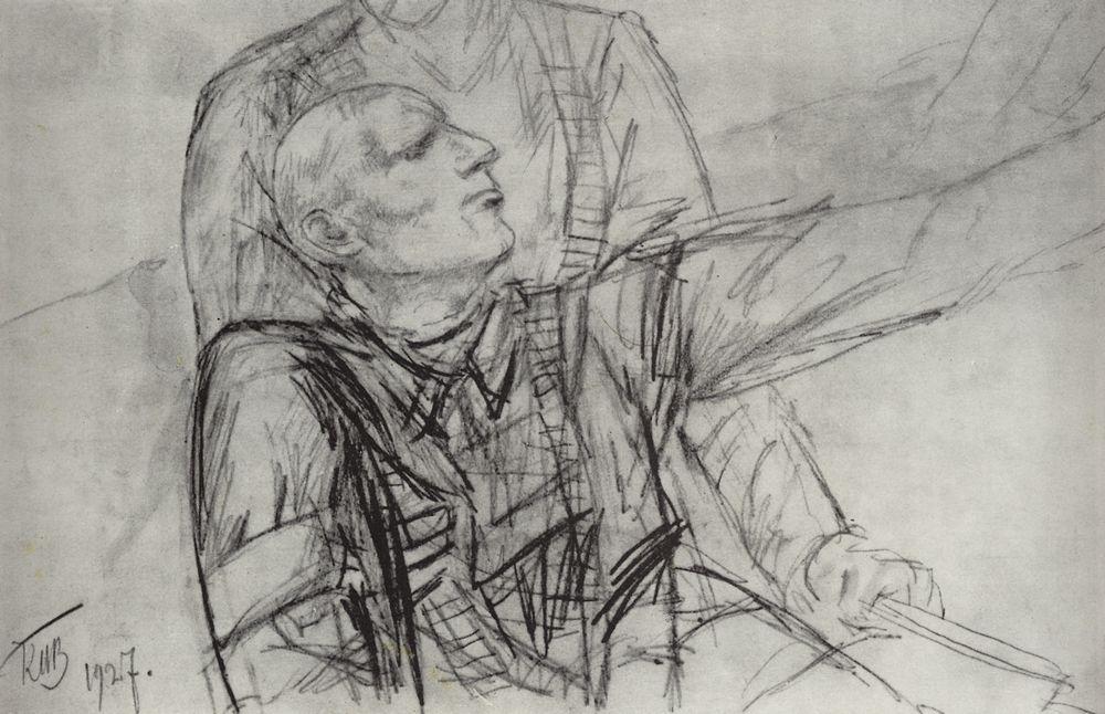 Drawing for the painting Death of Commissioner (1927).