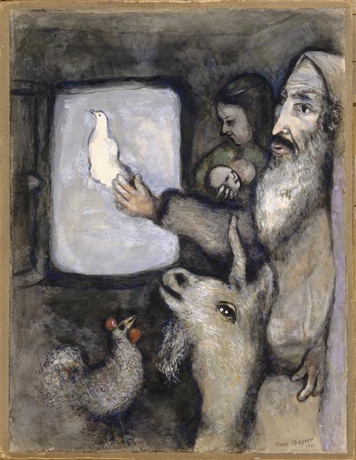 Noah lets go the dove through the window of the Ark (Genesis VIII, 6 9) (1931).
