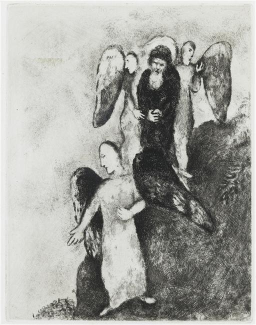 Abraham approaching Sodom with Three Angels (Genesis , XVIII, 16) (1956).