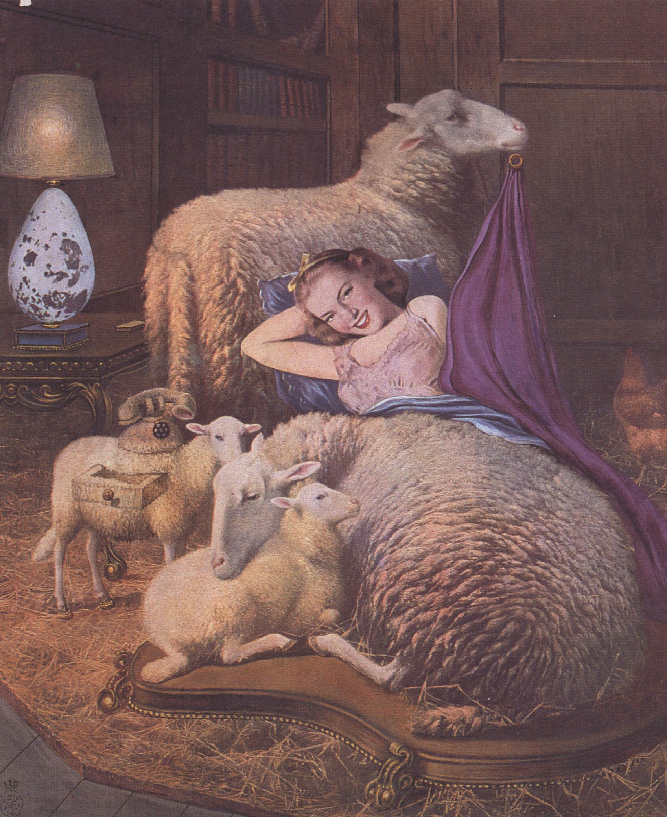 Reclining girl in sheep (1942).