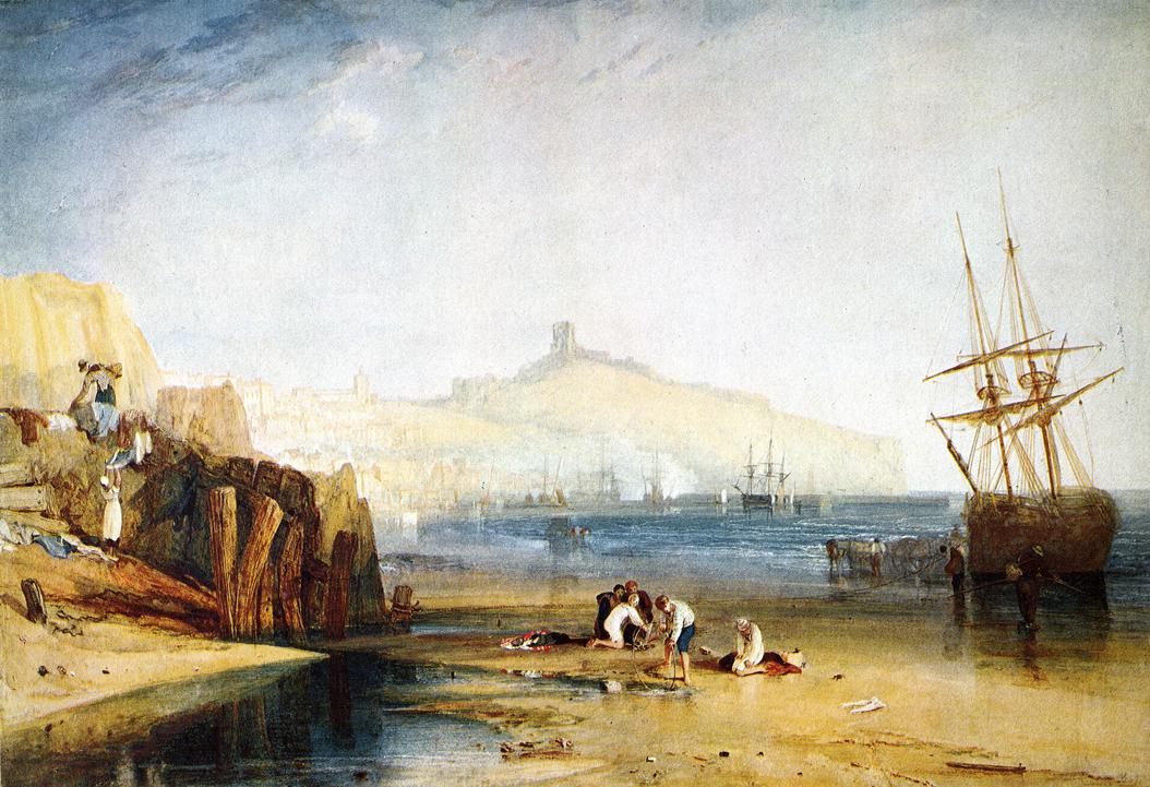 Scarborough Town and Castle. Morning.Boys Catching Crabs (1811).