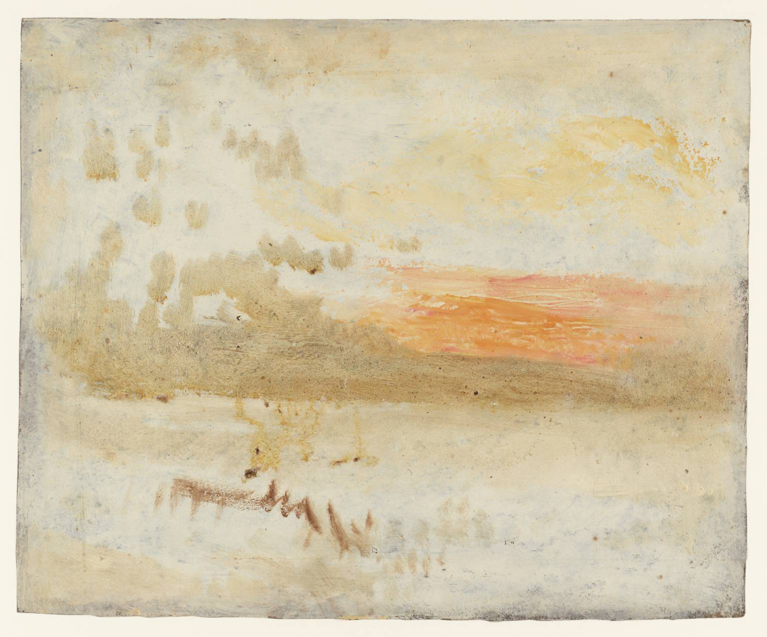 Sunset Seen from a Beach with Breakwater (1845).