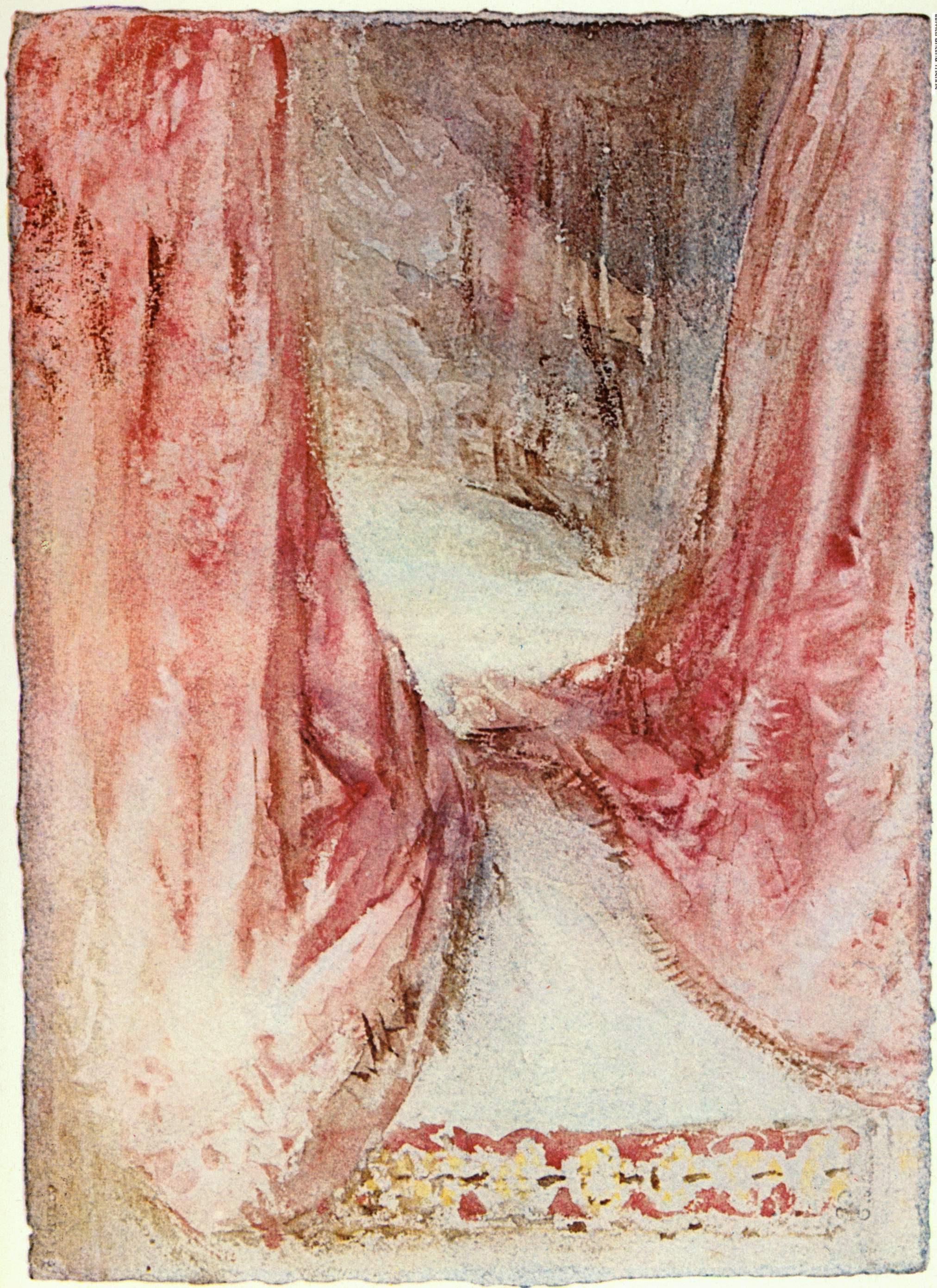 A bed, drapery study