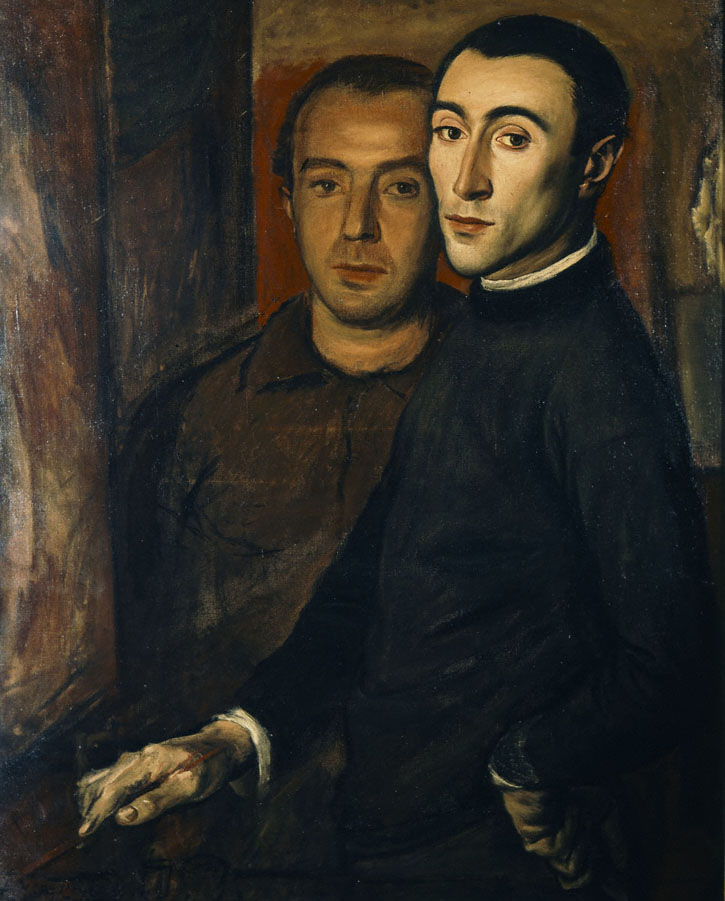 Self portrait with Nikos Nikolaou (1937).